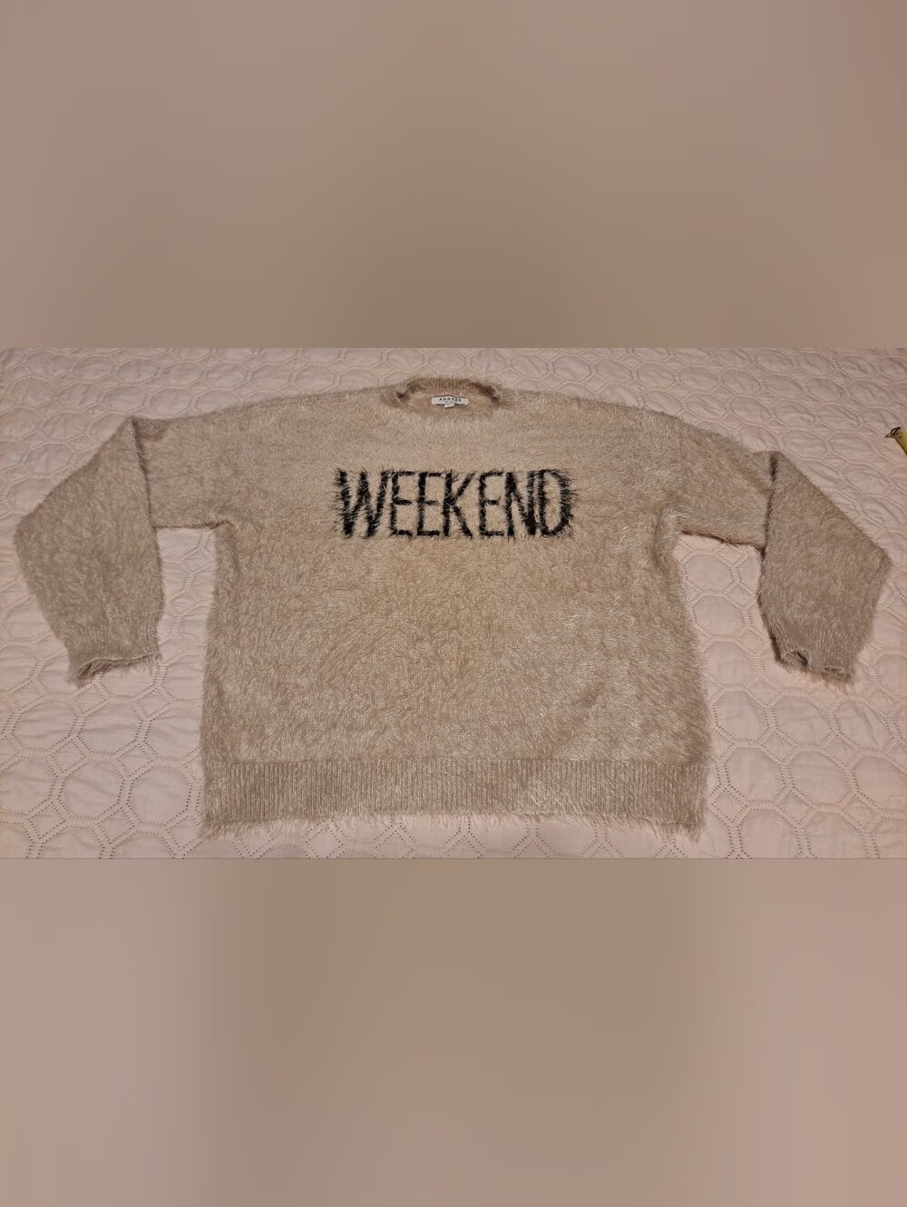 Andree By Unit Weekend Cozy Fuzzy Crewneck Sweater - Cream Sz L
